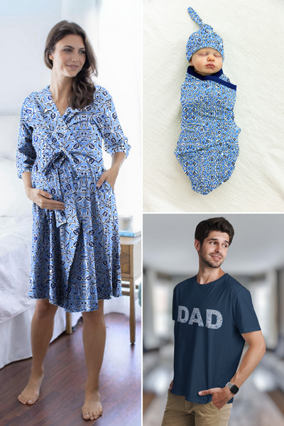Natalia Pregnancy Robe & Swaddle & Dad T-Shirt Set