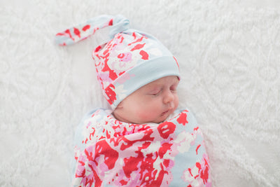 Mae Baby Swaddle Blanket & Newborn Hat Set