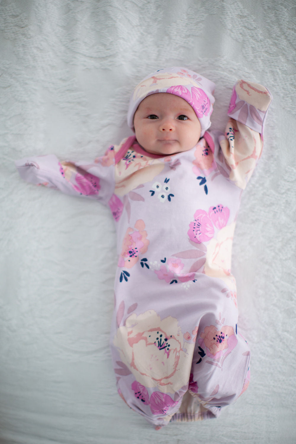 Anais Floral Baby Coming Home Outfit and Matching Newborn Hat