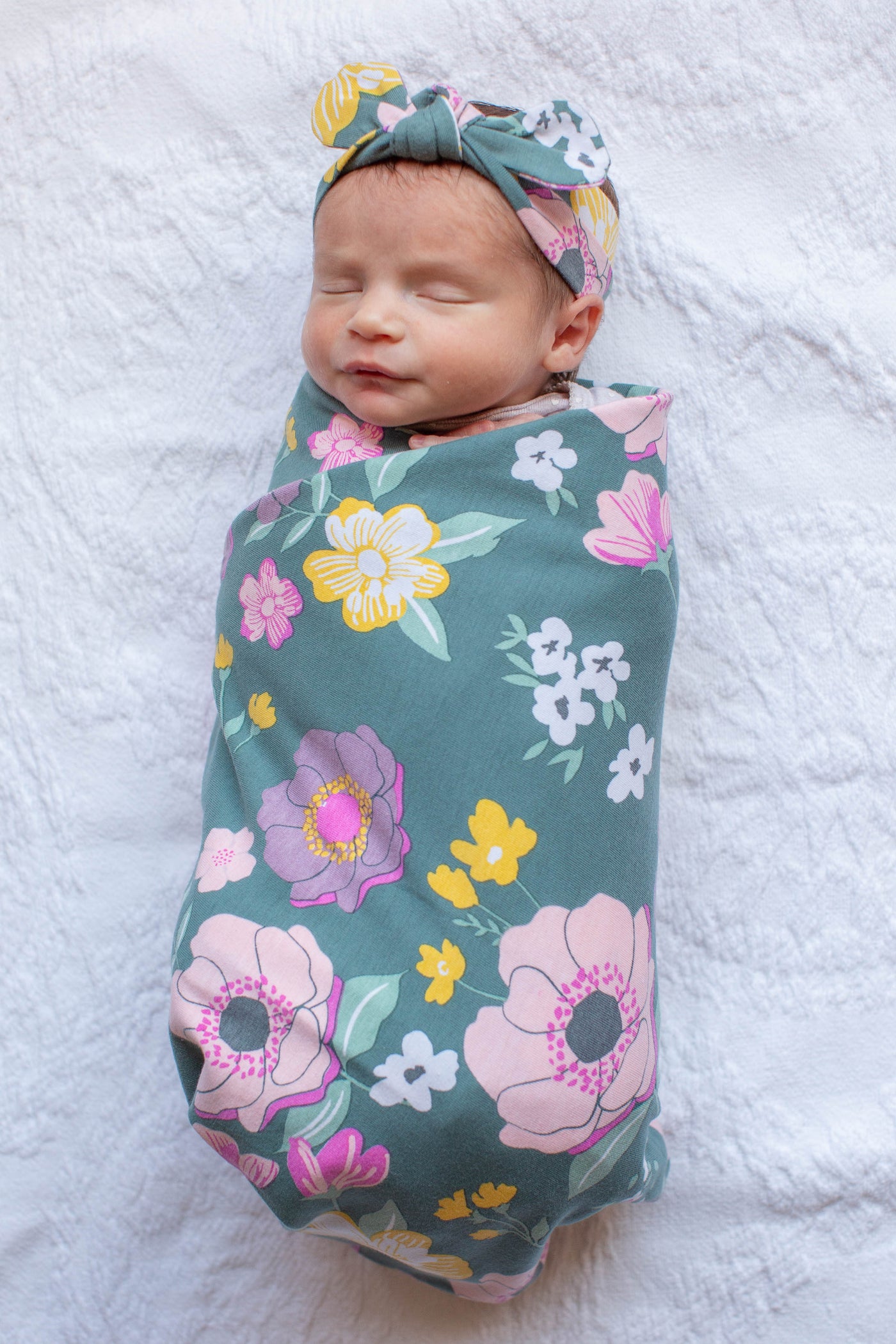 Sage Green Pregnancy Robe & Charlotte Swaddle Blanket & Headband Set