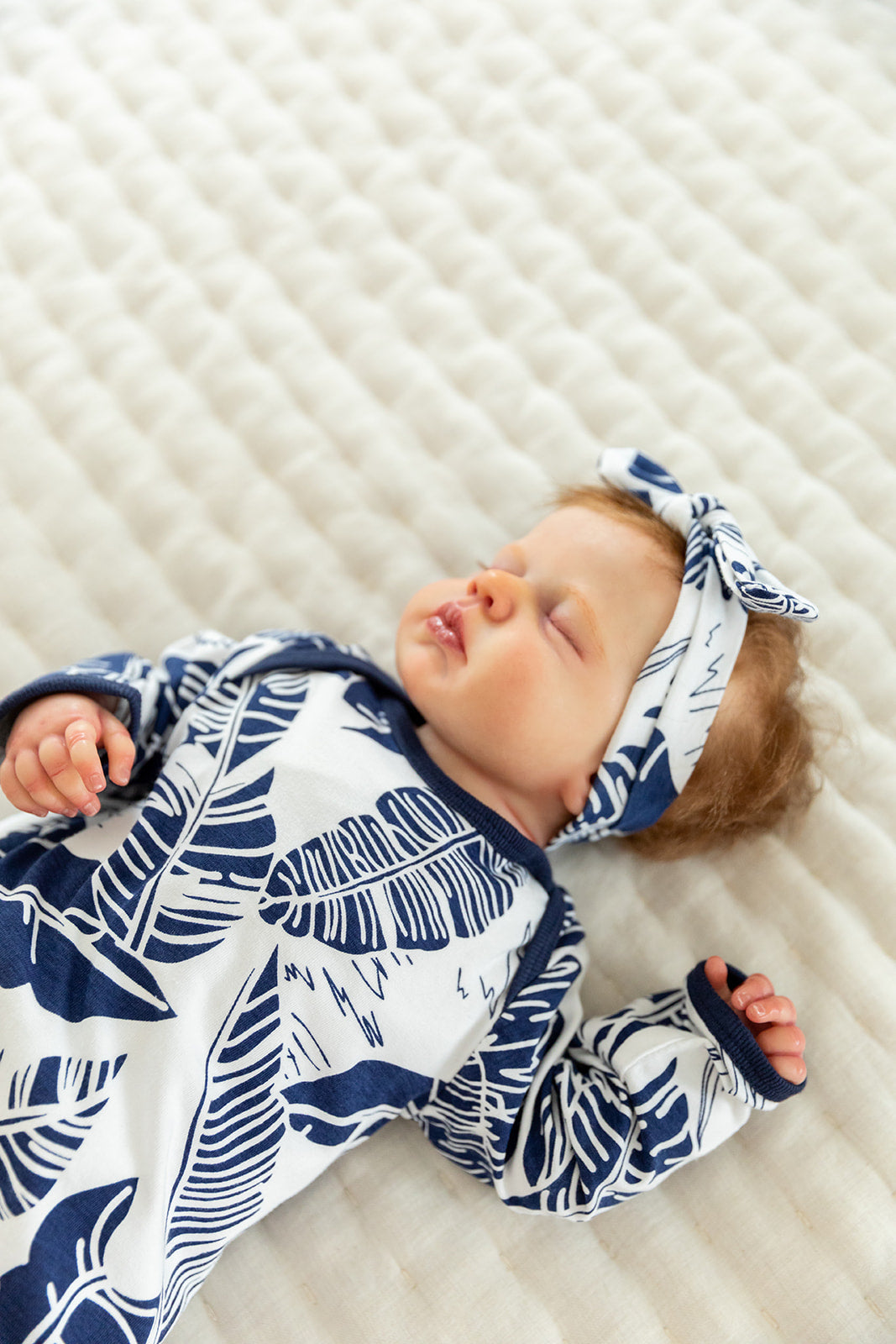 Serra Baby Gown and Matching Newborn Headband 2pc Set