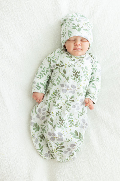 Sage Pregnancy Robe & Morgan Baby Gown & Hat Set