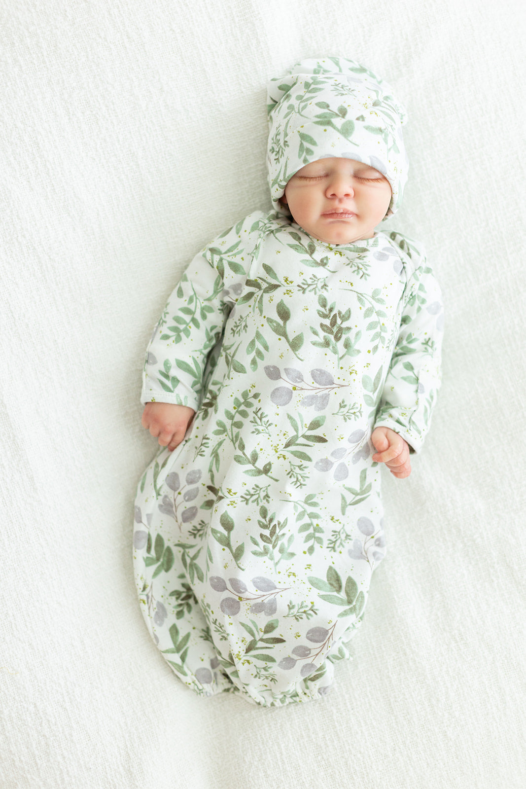 Olive Green Robe & Morgan Baby Gown & Hat Set