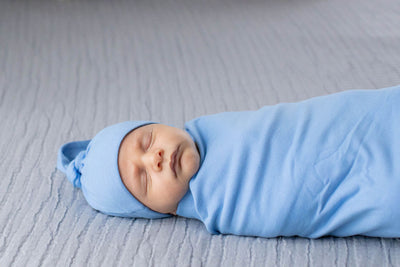 Rose Maternity Robe & Sky Blue Baby Boy Swaddle Blanket Set