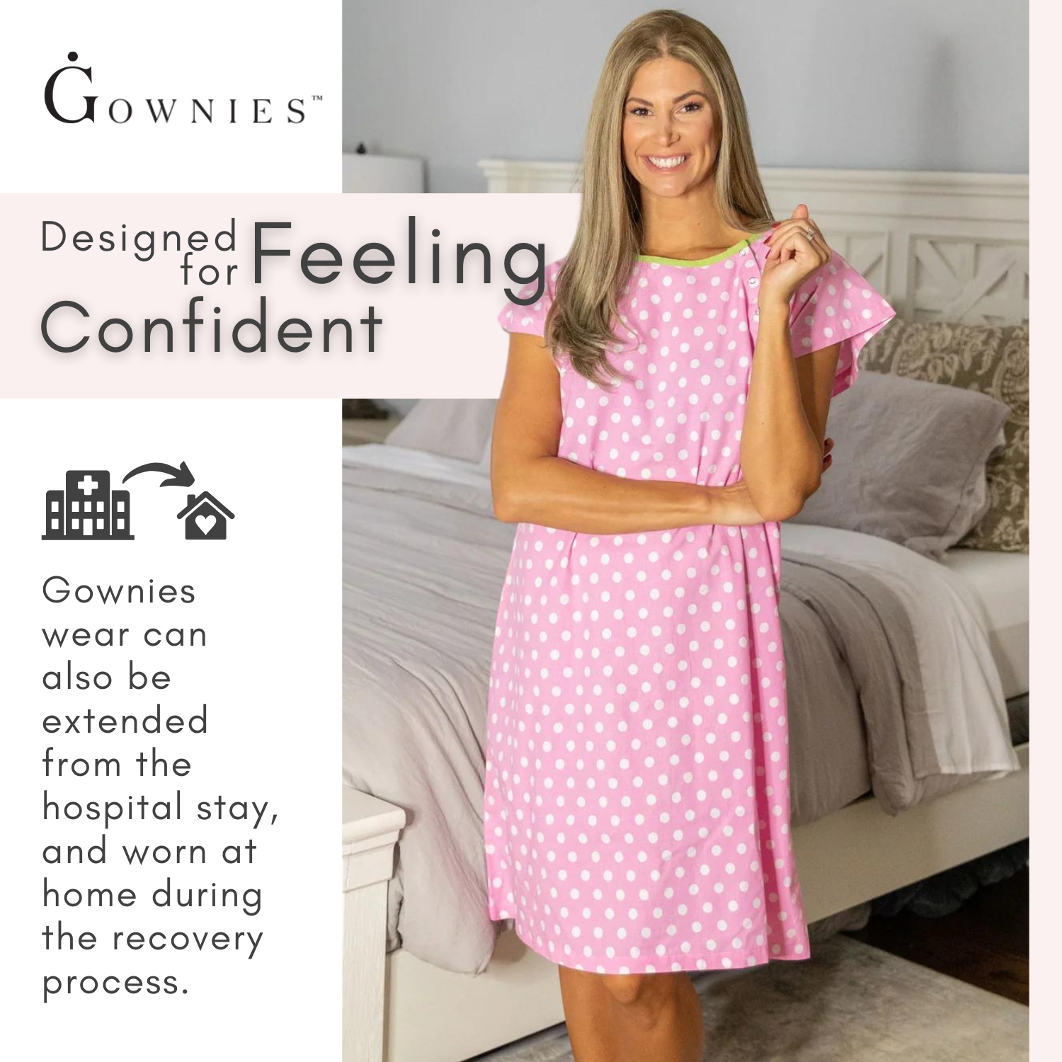Pink Breast Cancer Surgery Recovery Patient Hospital Gown Gownies Gownies
