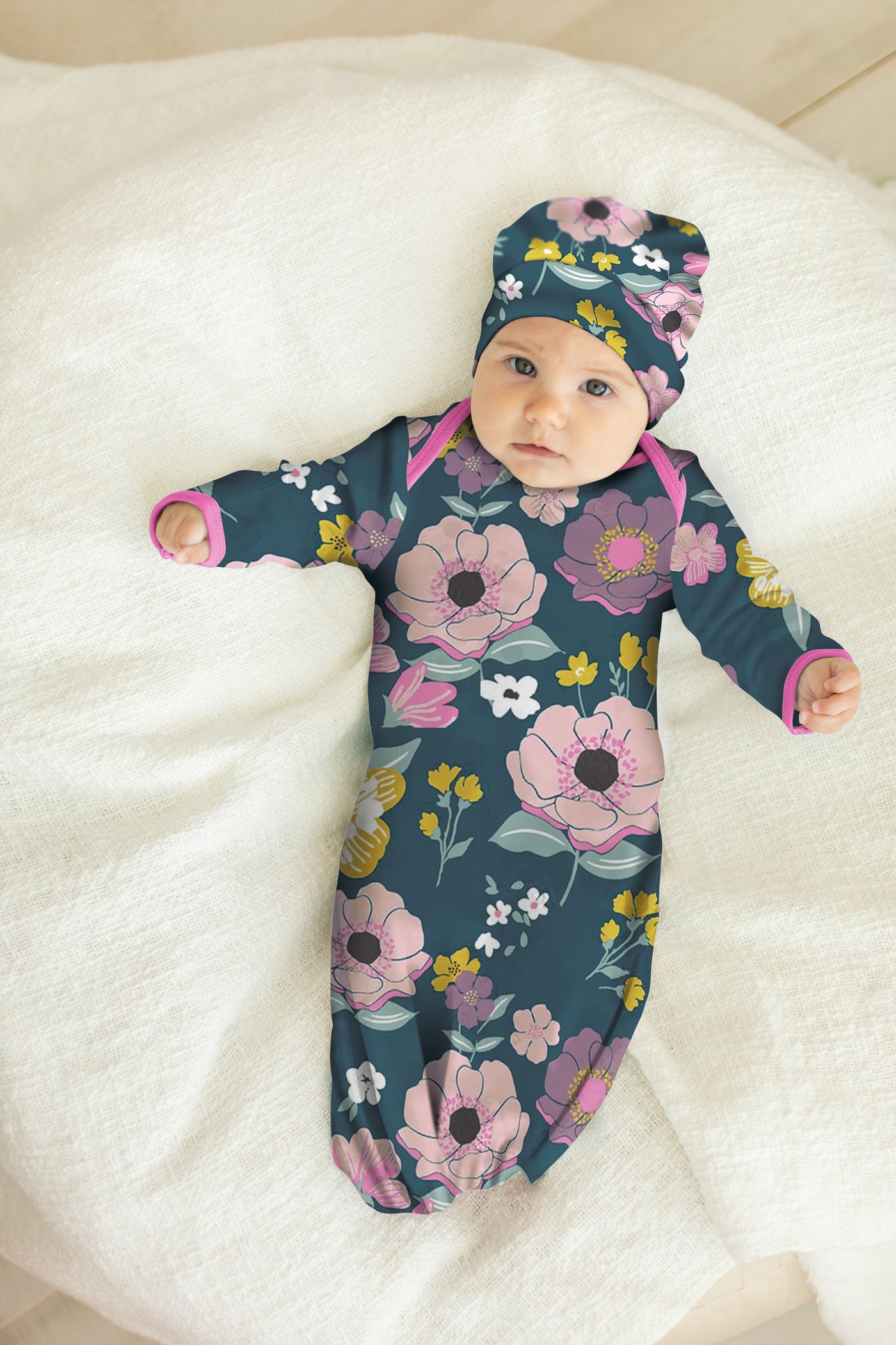 Charlotte Floral Baby Coming Home Outfit and Matching Newborn Hat