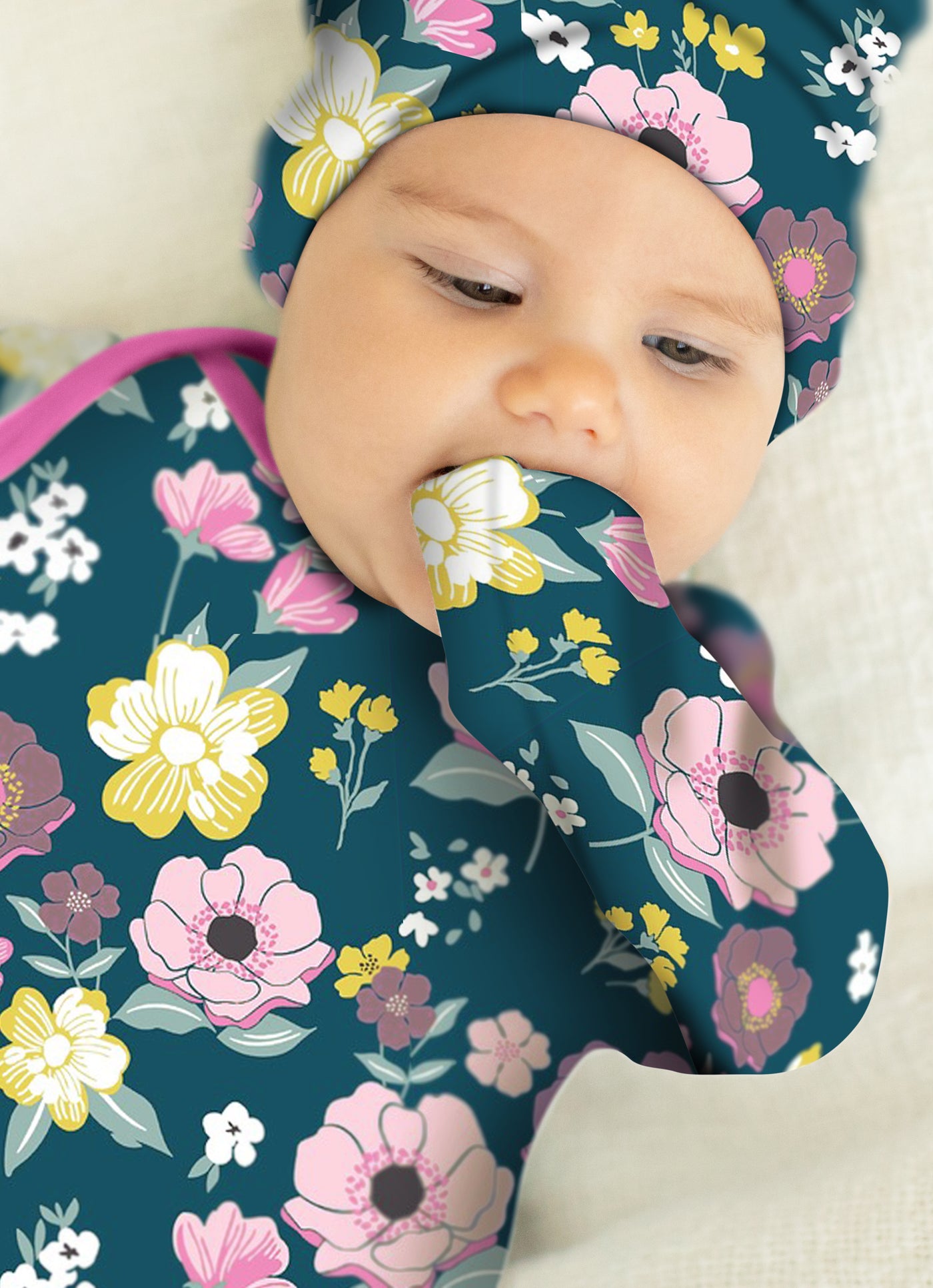 Charlotte Floral Baby Coming Home Outfit and Matching Newborn Hat