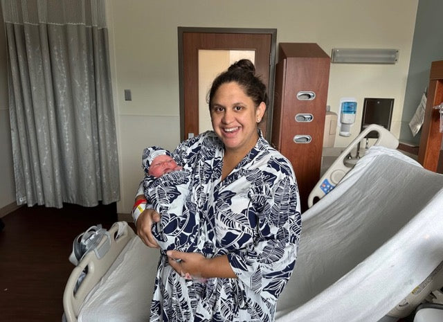 Serra Pregnancy/Postpartum Robe & Matching Swaddle Blanket & Hat Set