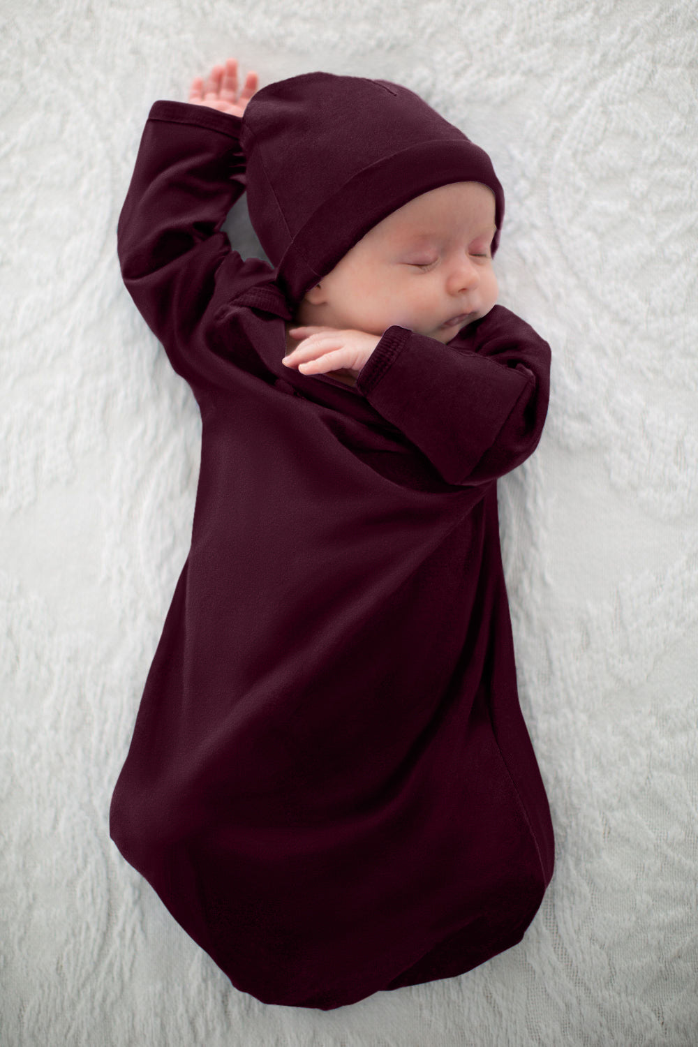 Merlot Baby Coming Home Outfit & Matching Newborn Hat Set