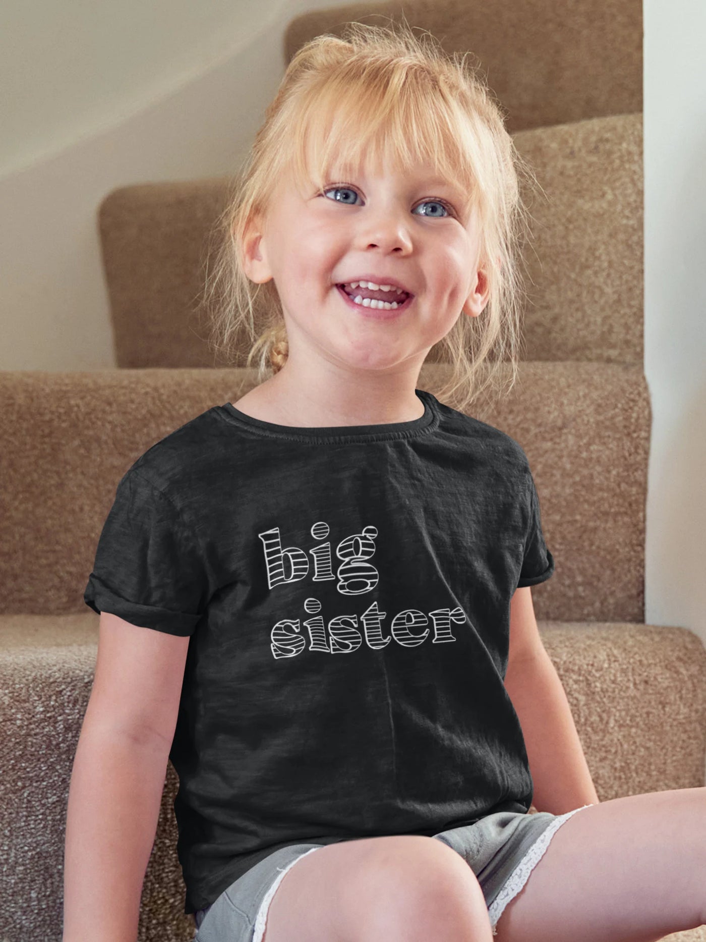 Big Sister T-Shirt Black Stripe