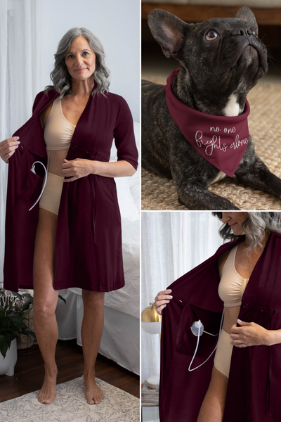 recovery must have, mastectomy recovery clothing, robe with drain pockets