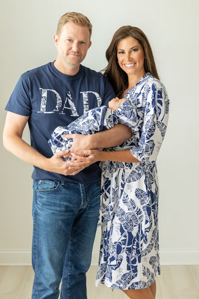 Serra Pregnancy Robe & Swaddle Set & Dad T-Shirt & Dog Bandana