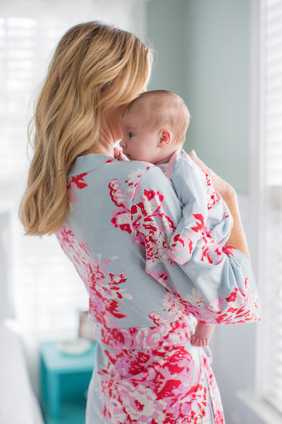 Mae Maternity Nursing Nightgown& Pregnancy/Postpartum Robe & Baby Receiving Gown Set