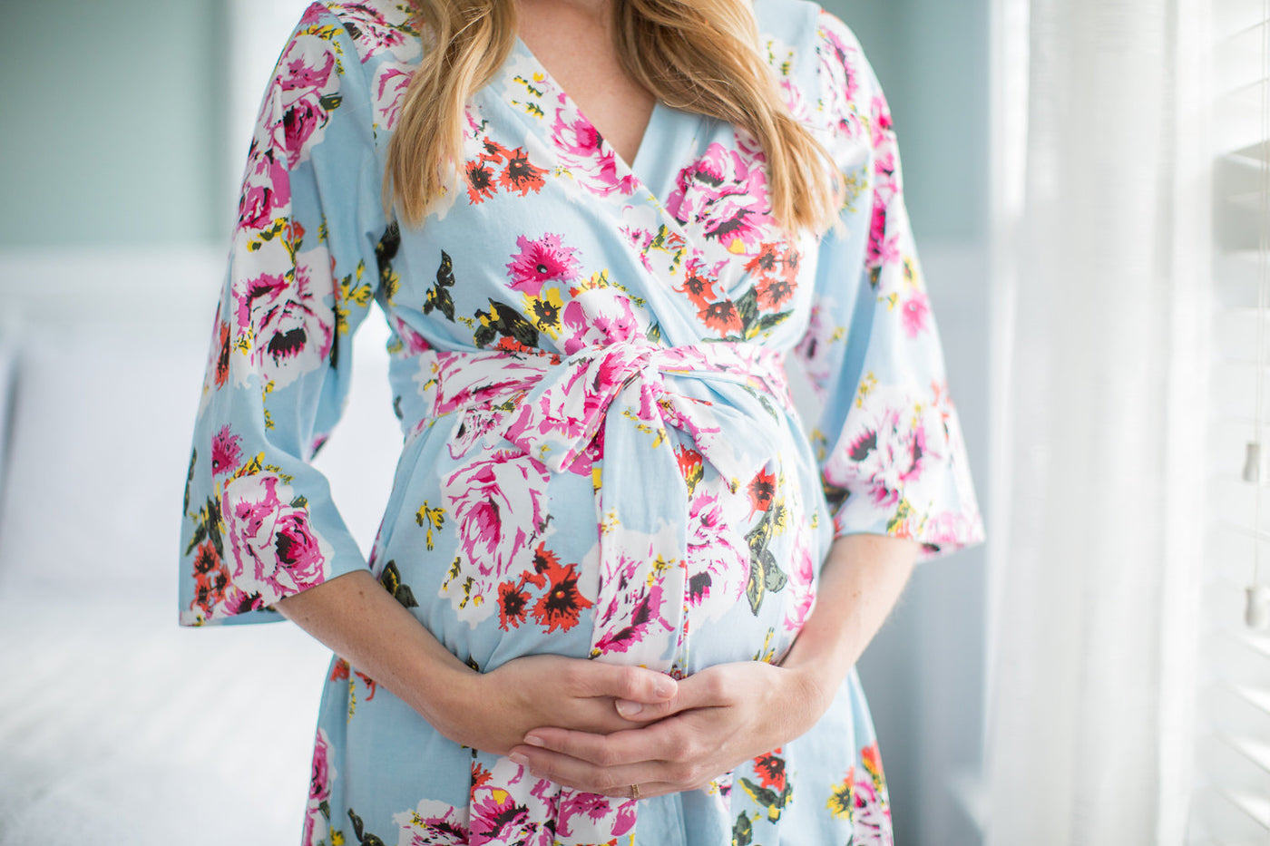 Isla Blue Floral Pregnancy/Postpartum Robe