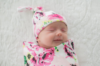 Amelia Swaddle Blanket & Newborn Hat Set