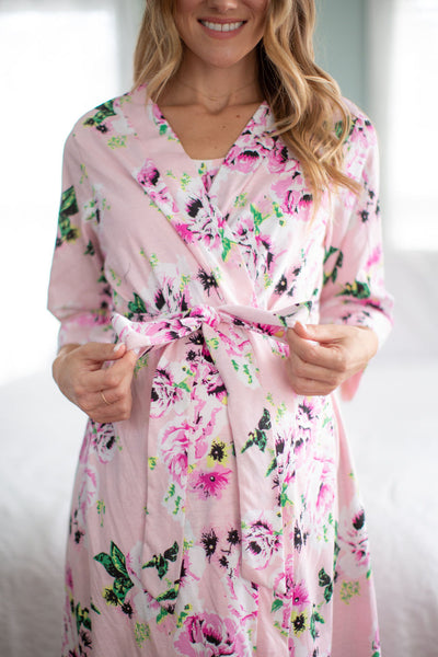Amelia Pregnancy/Postpartum Pink Floral Robe