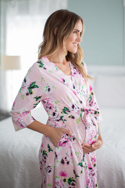 Amelia Pregnancy/Postpartum Robe & Black Labor Gown