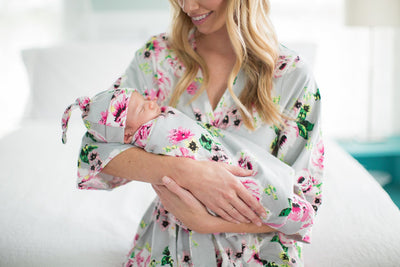 Olivia Pregnancy/Postpartum Robe & Matching Swaddle & Dad T Shirt