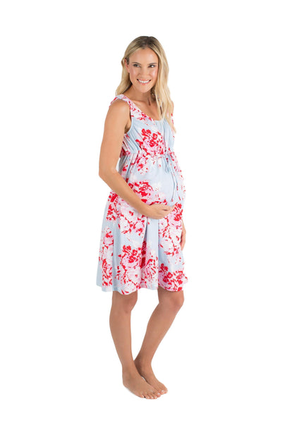 Mae Floral 3 in 1 Maternity Labor Delivery Nursing Hospital Birthing Gown & Matching Pregnancy/Postpartum Robe