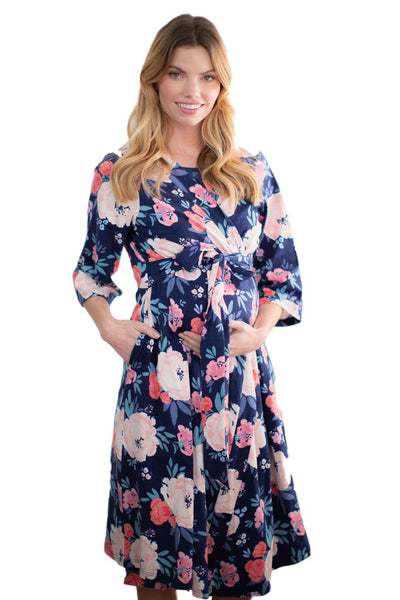 Annabelle Pregnancy/Postpartum Robe & Navy Swaddle & Dad T Shirt