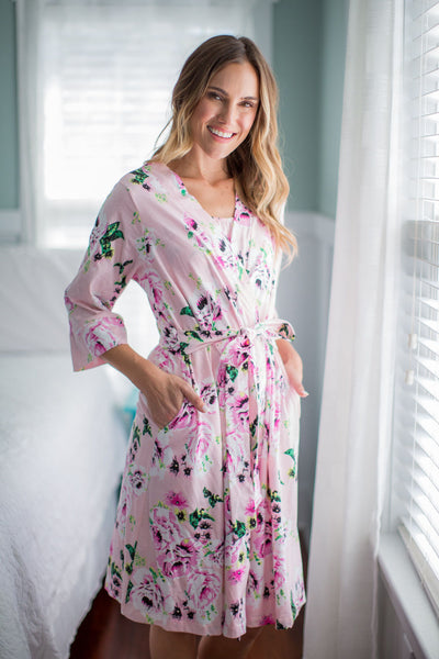 Amelia Pregnancy/Postpartum Robe & Black Labor Gown