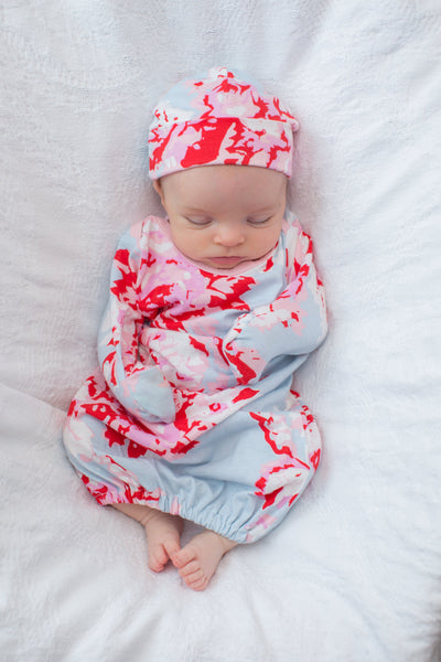 Mae Maternity Nursing Nightgown& Pregnancy/Postpartum Robe & Baby Receiving Gown Set