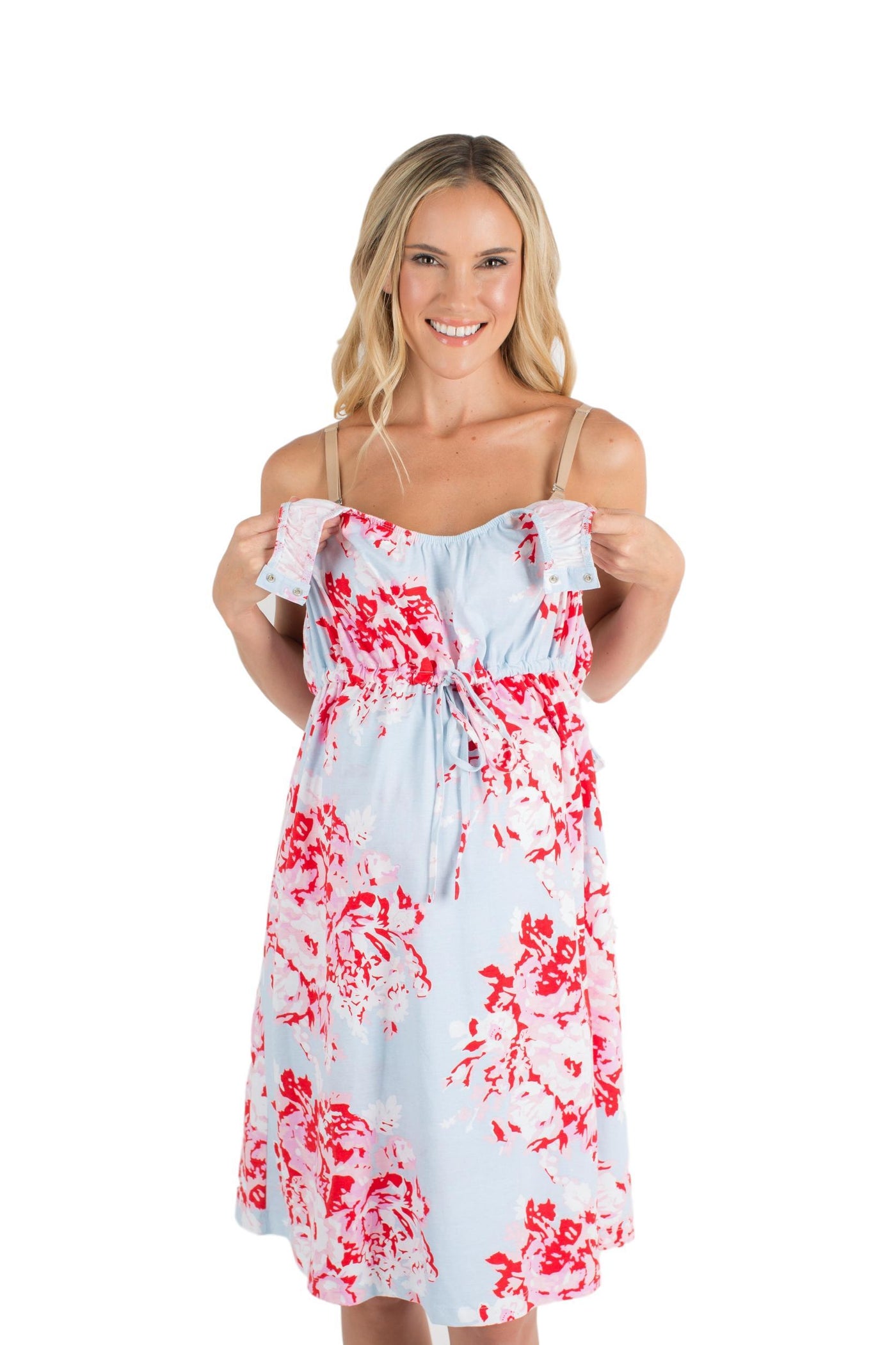 Mae Floral 3 in 1 Maternity Labor Delivery Nursing Hospital Birthing Gown & Matching Pregnancy/Postpartum Robe
