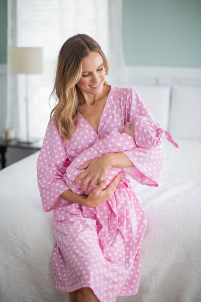 Molly Pregnancy/Postpartum Robe & Matching Swaddle & Dad T Shirt