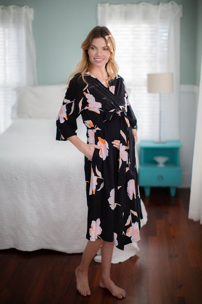 Willow Pregnancy/Postpartum Robe & Matching Swaddle & Dad T Shirt