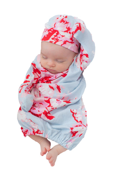 Mae Floral 3 in 1 Maternity Labor Delivery Nursing Gown & Matching Newborn Romper Set