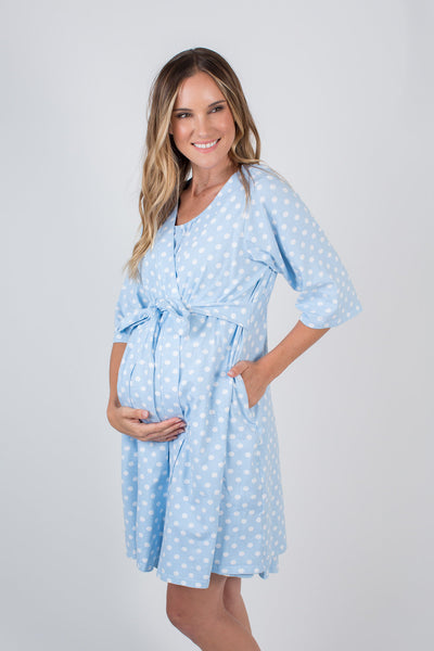 Nicole Pregnancy/Postpartum Robe & Matching Swaddle & Dad T Shirt