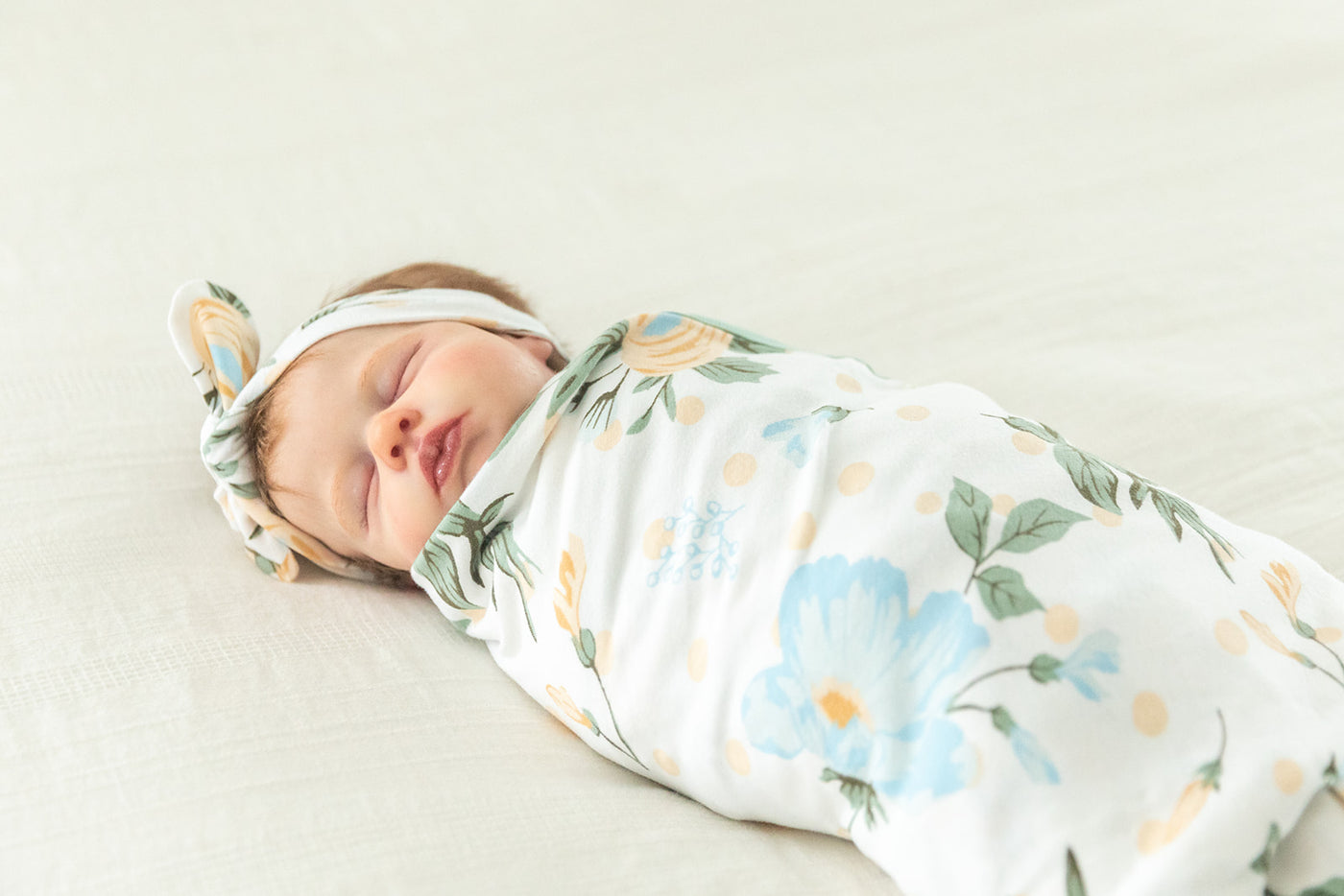 Olive Green Pregnancy/Postpartum Robe & Hadley Baby Swaddle Blanket & Headband Set