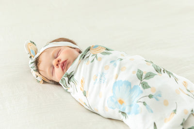 Olive Green Robe & Hadley Swaddle Blanket & Headband Set