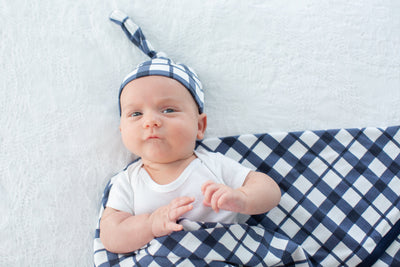 Blue Gingham Pregnancy/Postpartum Robe & Matching Swaddle & Dad T Shirt