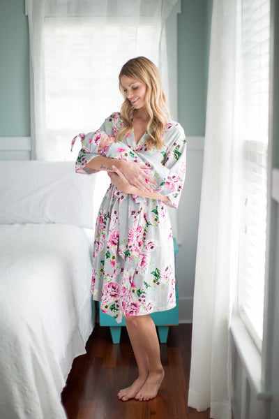 Olivia Pregnancy/Postpartum Robe & Swaddle Blanket Set