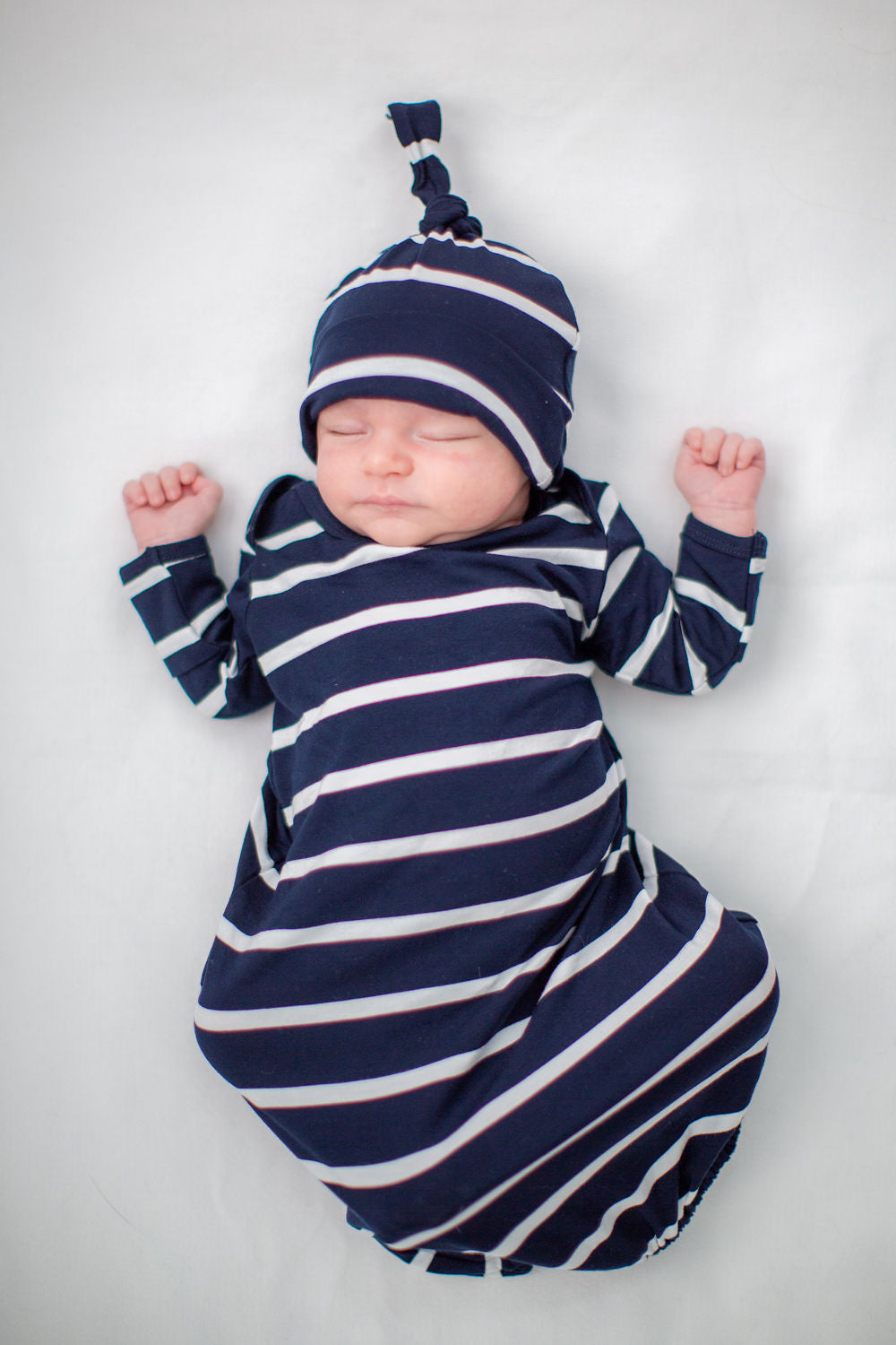 Navy Stripe Pregnancy/Postpartum Robe & Matching Baby Gown Set