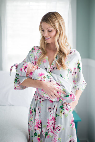 Olivia Pregnancy/Postpartum Robe & Swaddle Blanket Set