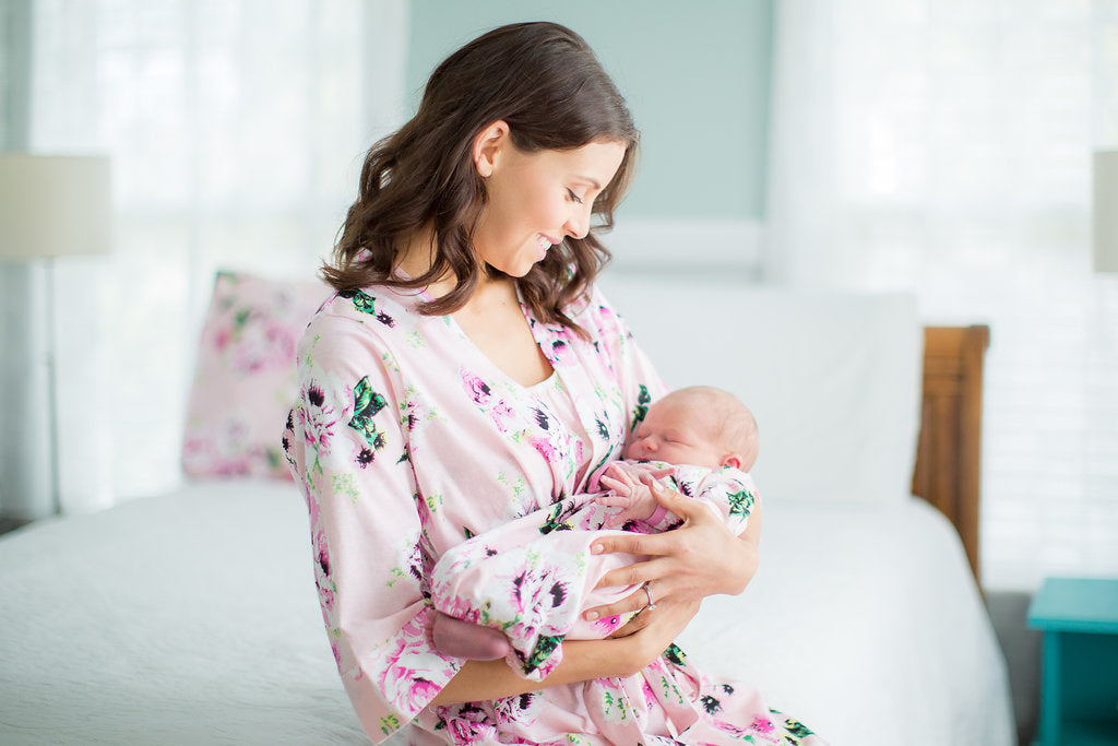 Amelia Pregnancy/Postpartum Robe & Baby Gown & Hat Set