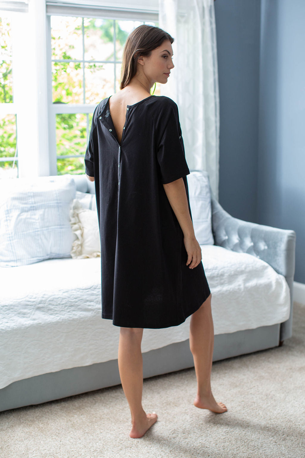 Black Jersey Knit Maternity Gownie
