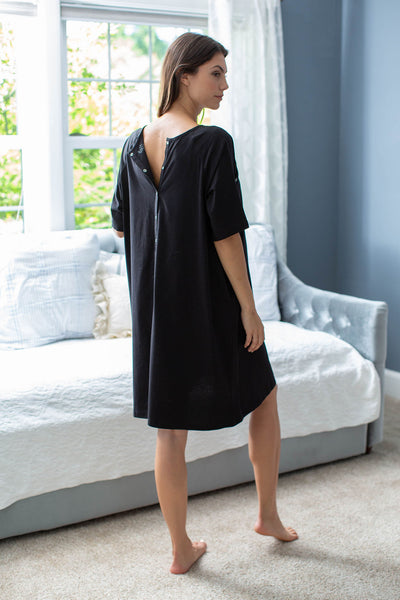 Black Jersey Knit Maternity Gownie