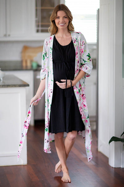 Olivia Pregnancy/Postpartum Robe & Black Labor Gown