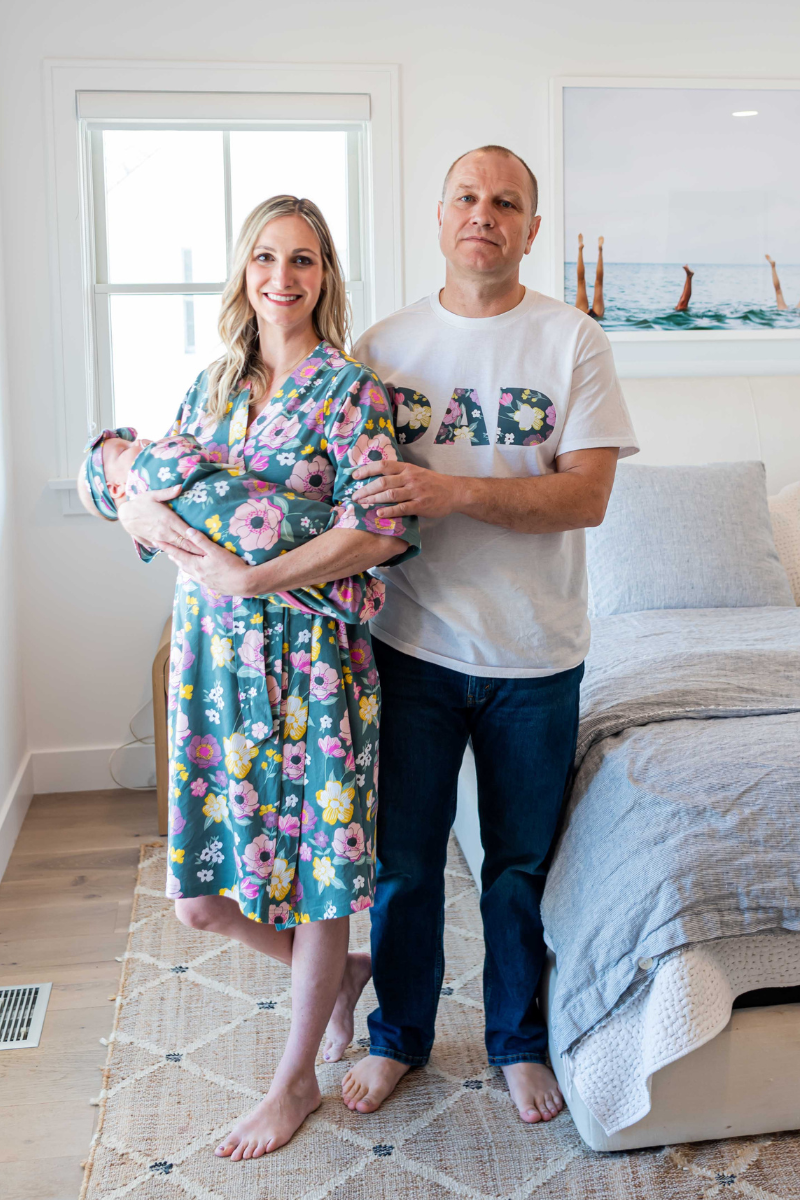 Charlotte Pregnancy/Postpartum Robe & Matching Swaddle & Dad T-Shirt