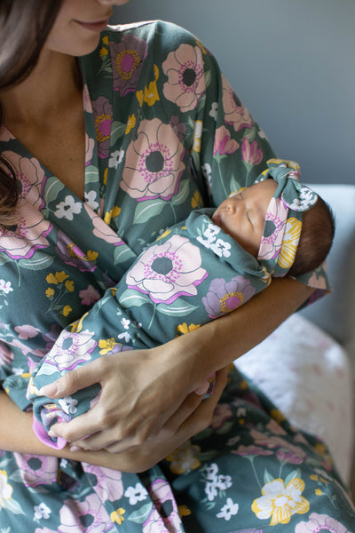 Charlotte Pregnancy/Postpartum Robe & Swaddle Blanket  & Headband Set