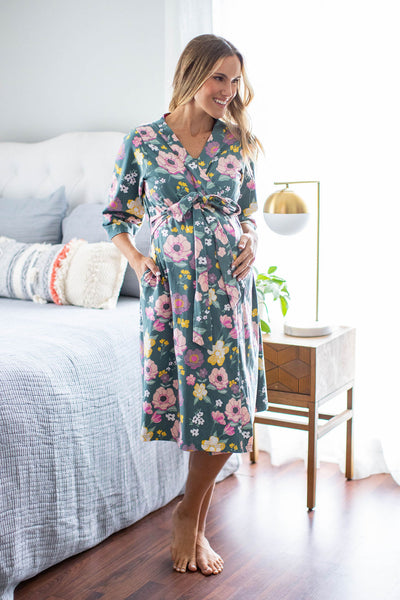Charlotte Pregnancy/Postpartum Robe & Pink Labor Gown