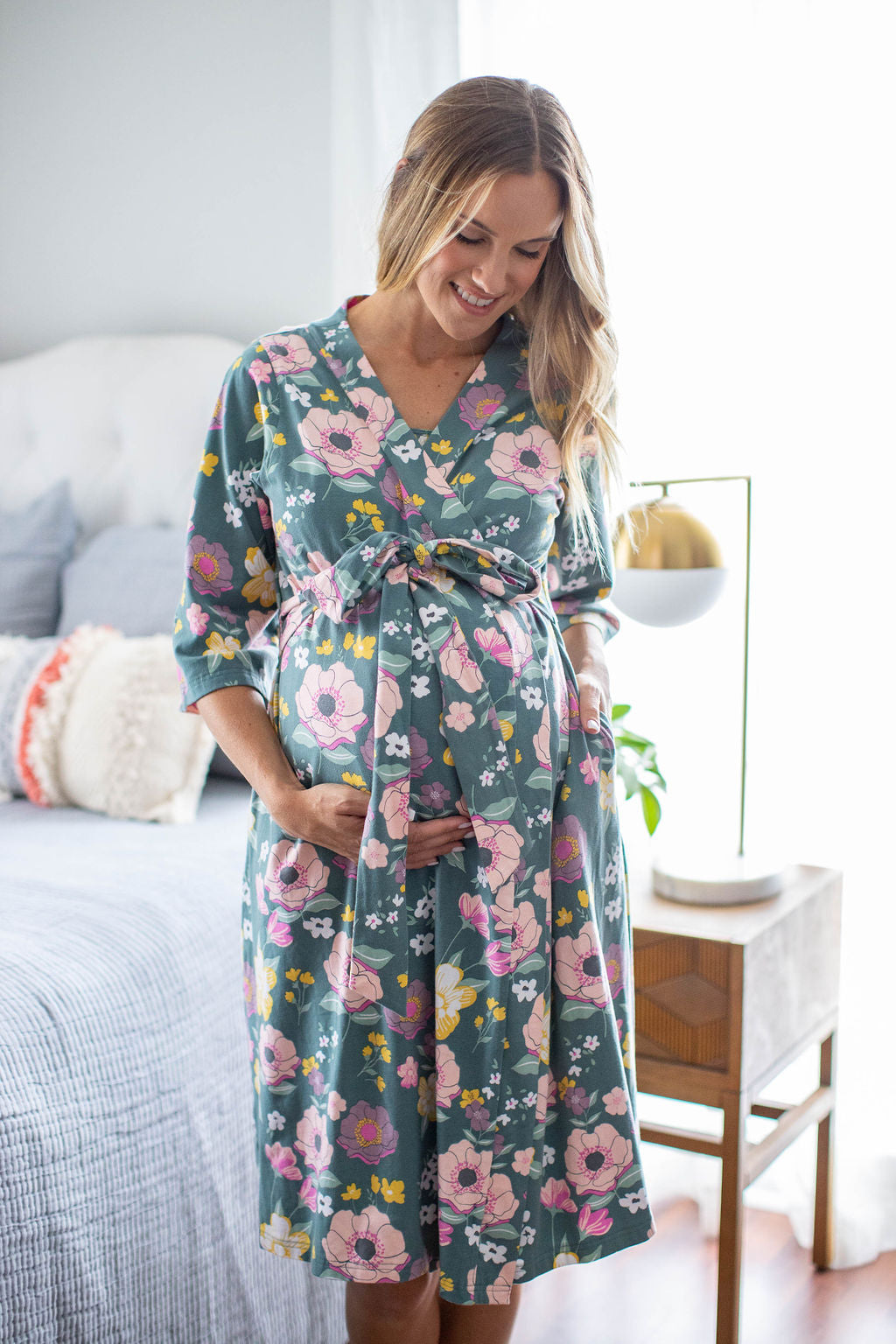 Charlotte Pregnancy/Postpartum Robe & Swaddle Blanket  & Headband Set