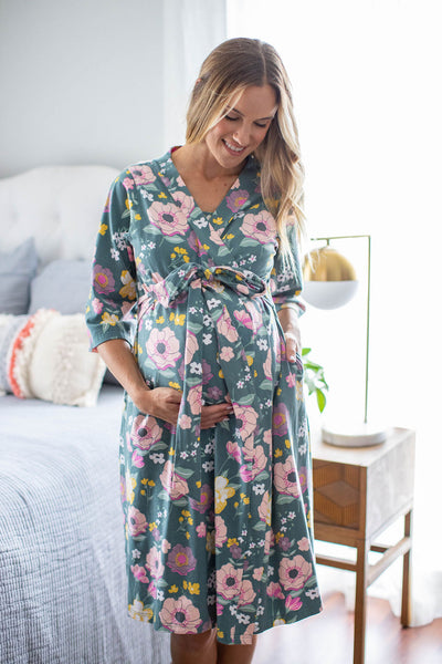 Charlotte Pregnancy/Postpartum Robe & Swaddle Blanket  & Headband Set