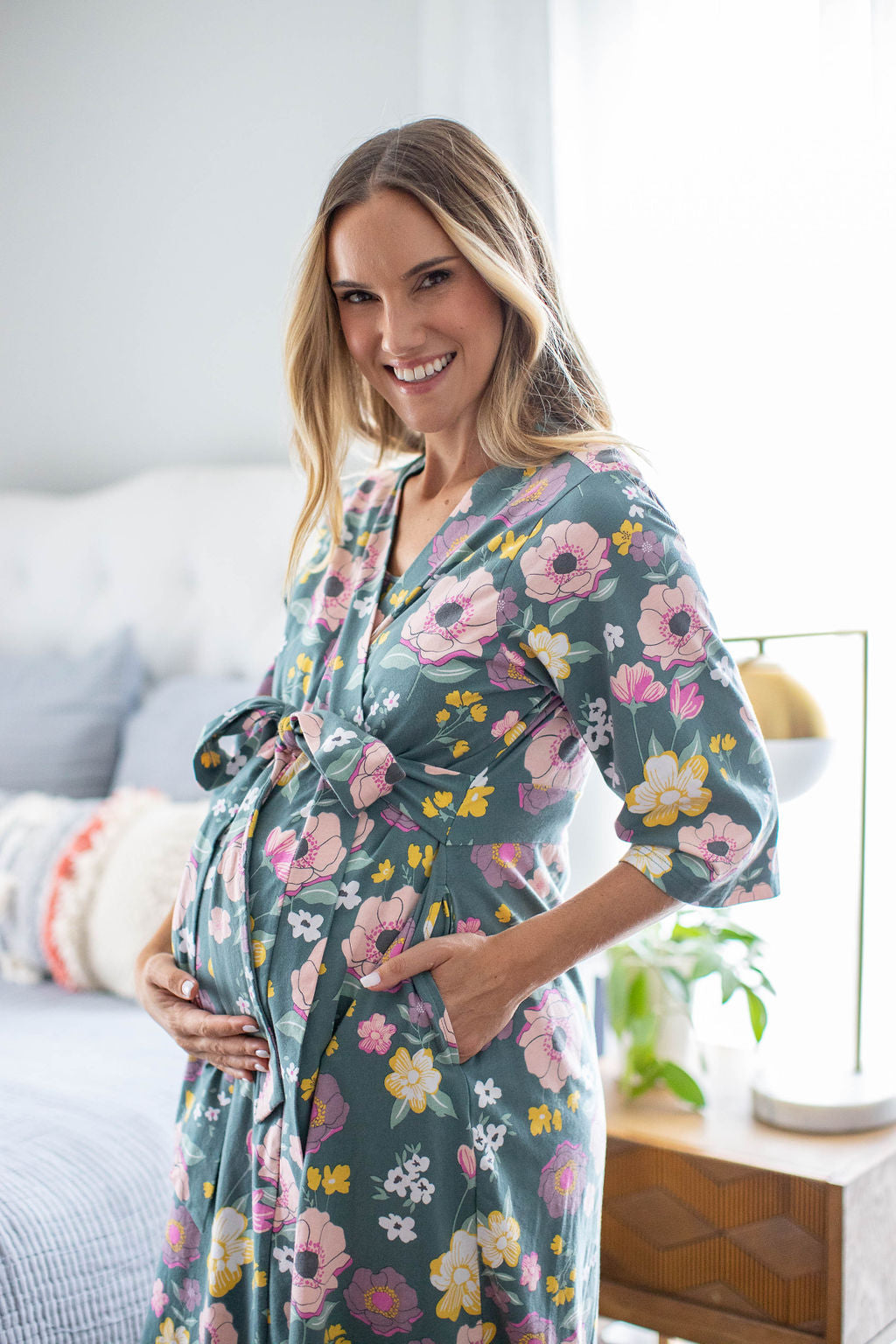 Charlotte Pregnancy/Postpartum Robe & Swaddle Blanket  & Headband Set