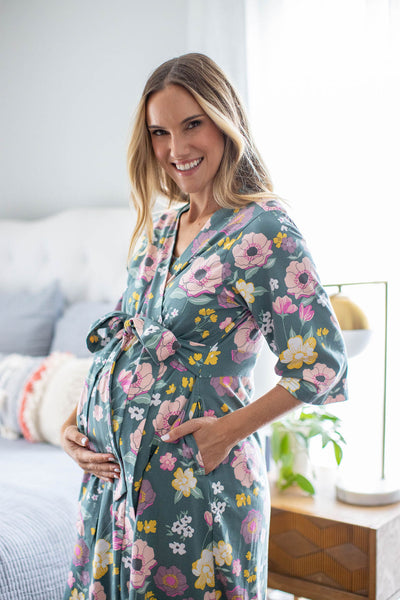Charlotte Pregnancy/Postpartum Robe & Swaddle Blanket  & Headband Set
