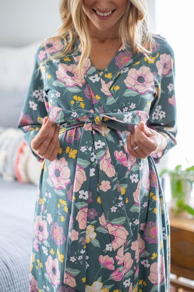 Charlotte Pregnancy/Postpartum Robe & Matching Swaddle & Dad T-Shirt