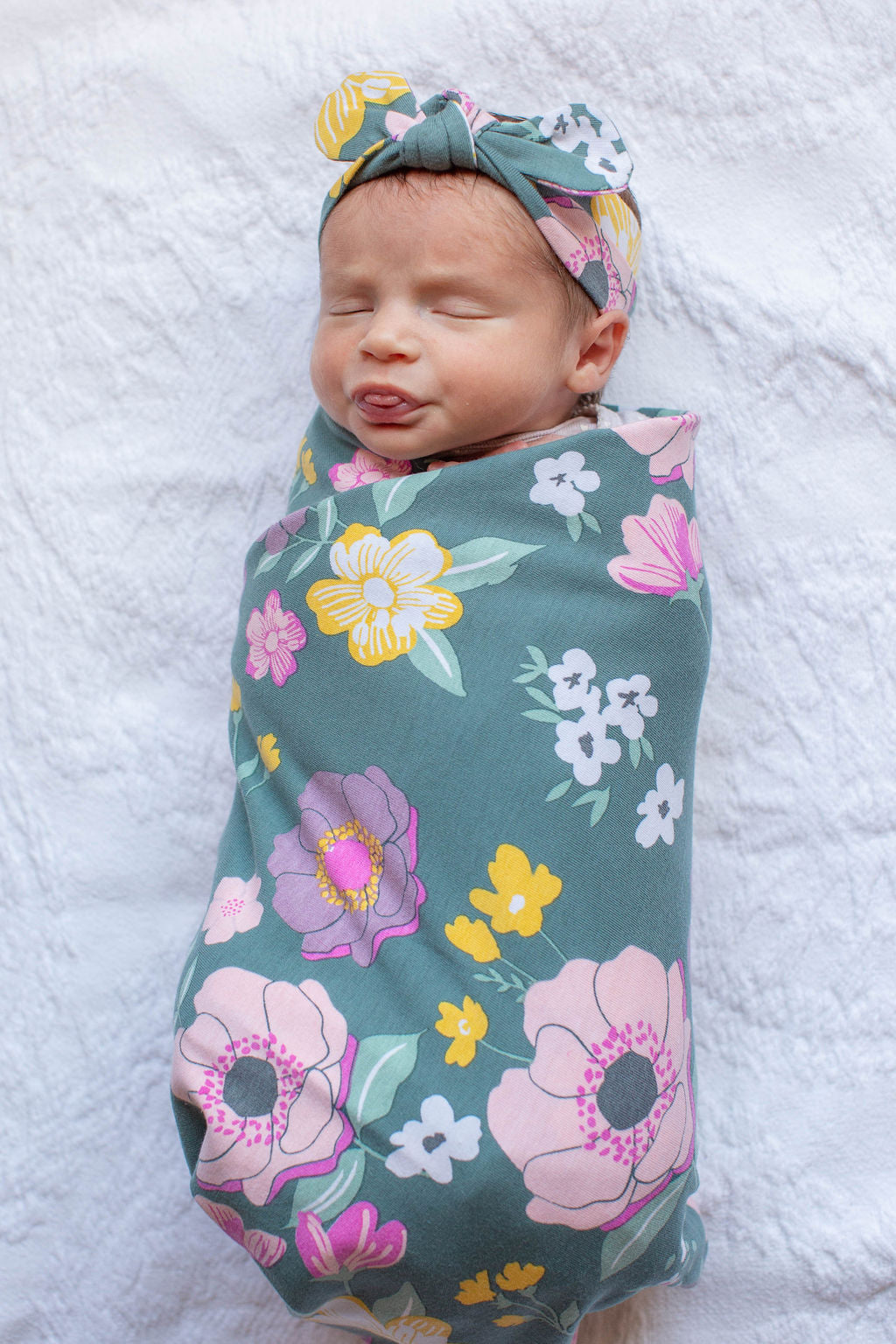 Charlotte Floral Swaddle Blanket and Newborn Headband Set
